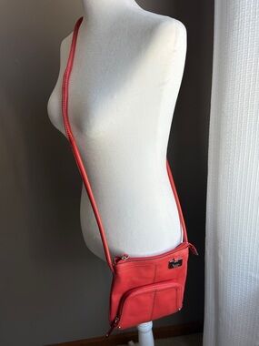 Tignanello Coral Pebbled Leather Crossbody Bag